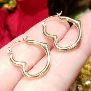 14k Solid Gold • 15 MM  Gold Heart Shaped